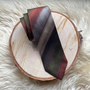 EDSOR KRONEN Vintage Pure Silk (Reine Seide) Neck Tie Handmade Earth Tone Stripe